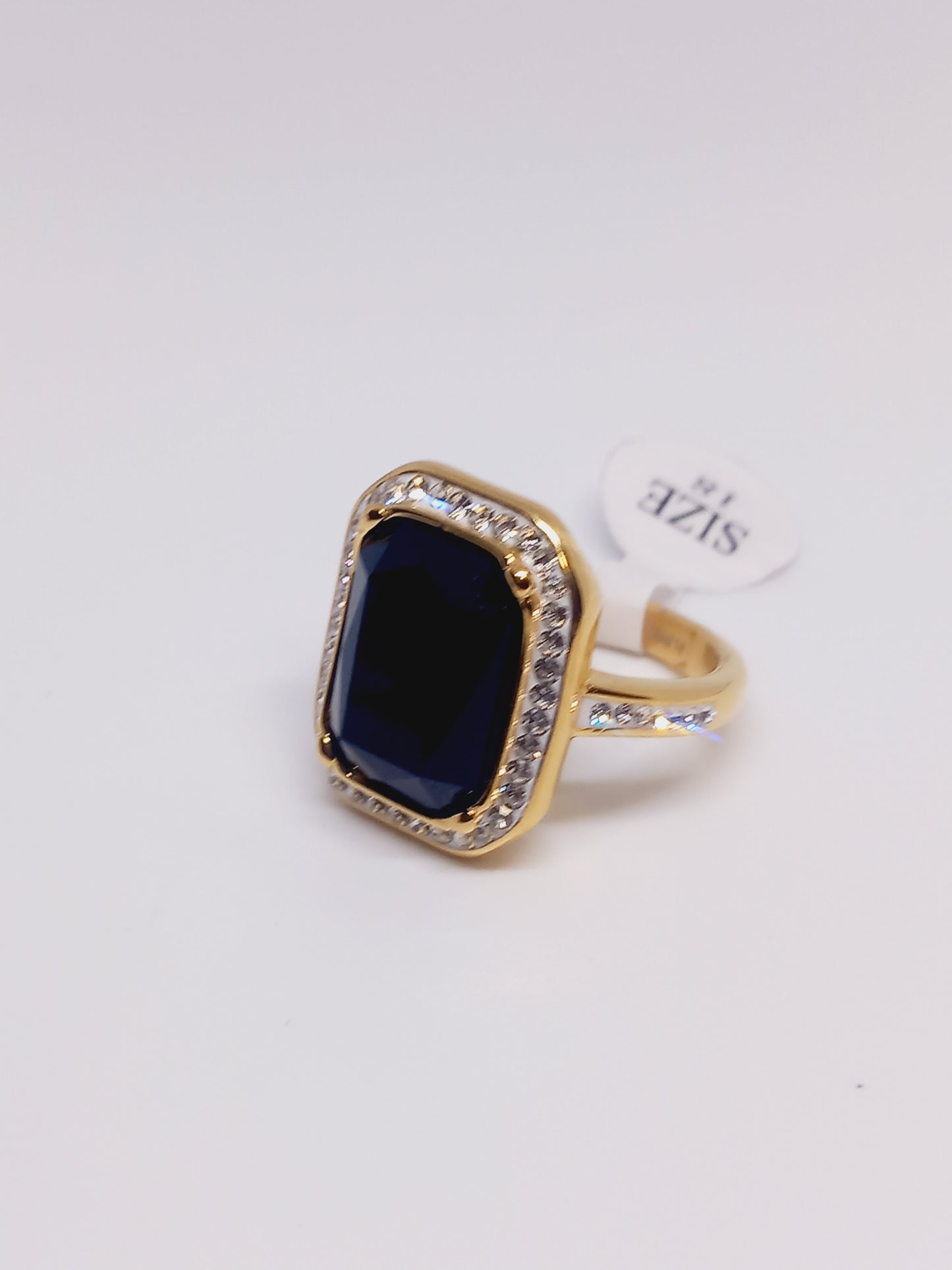 Bague perle noir avec strasse