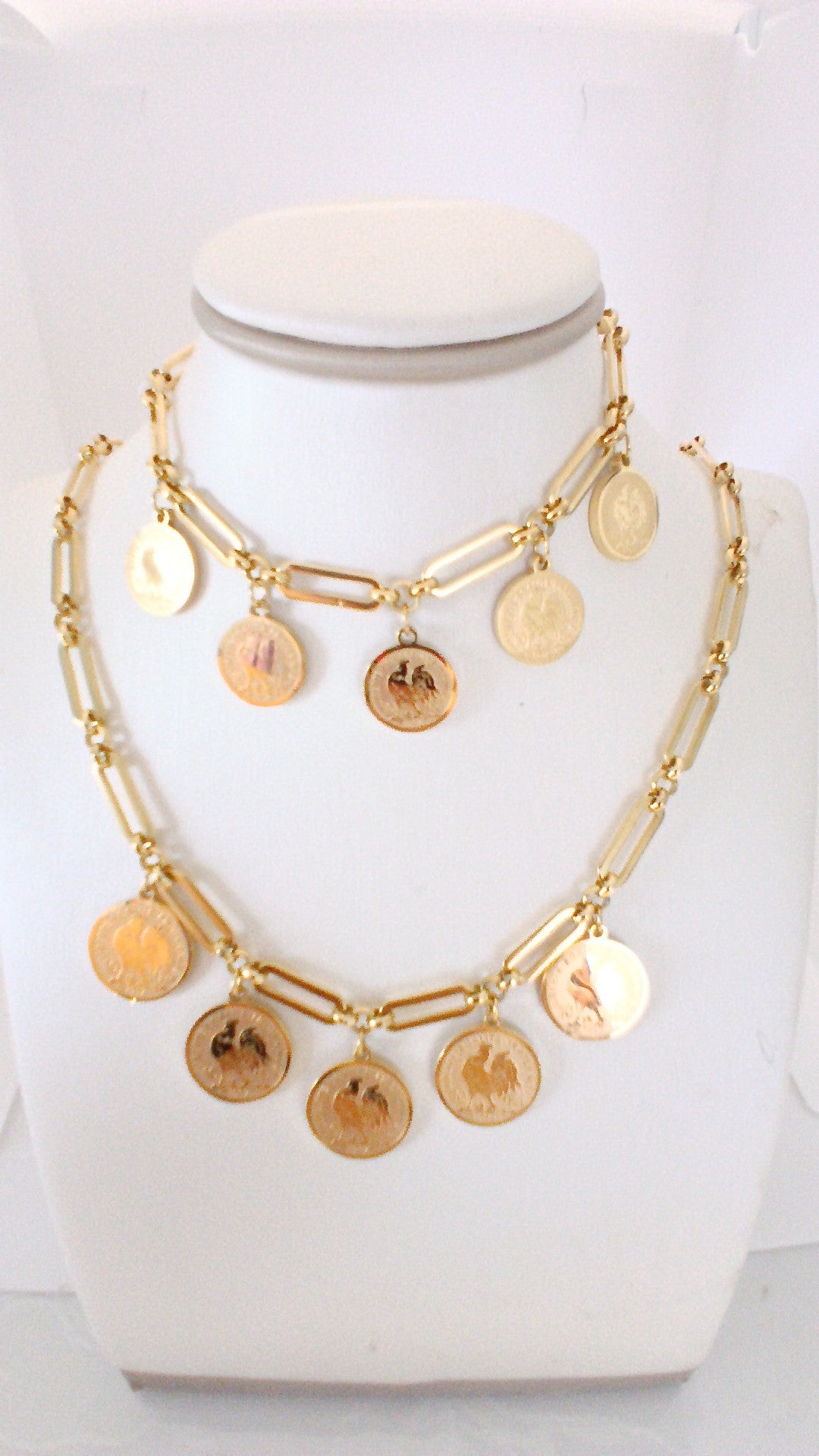 Collier et gourmette coq en acier inoxydable